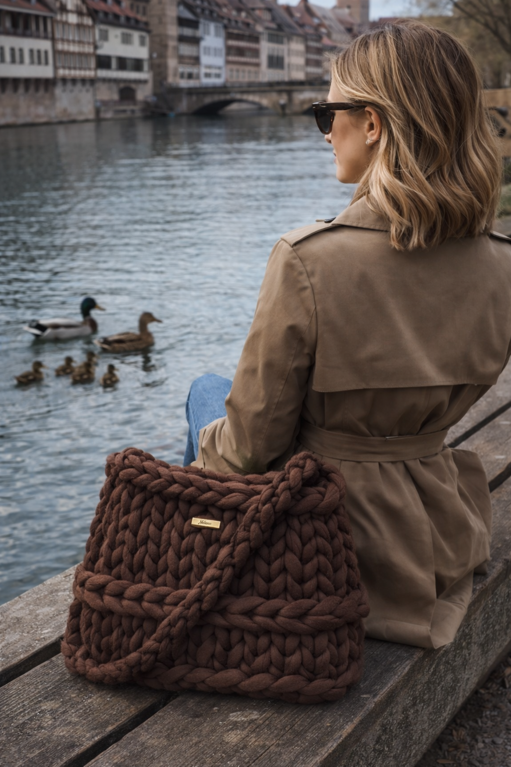 Waffle Brown Handmade Tote Bag