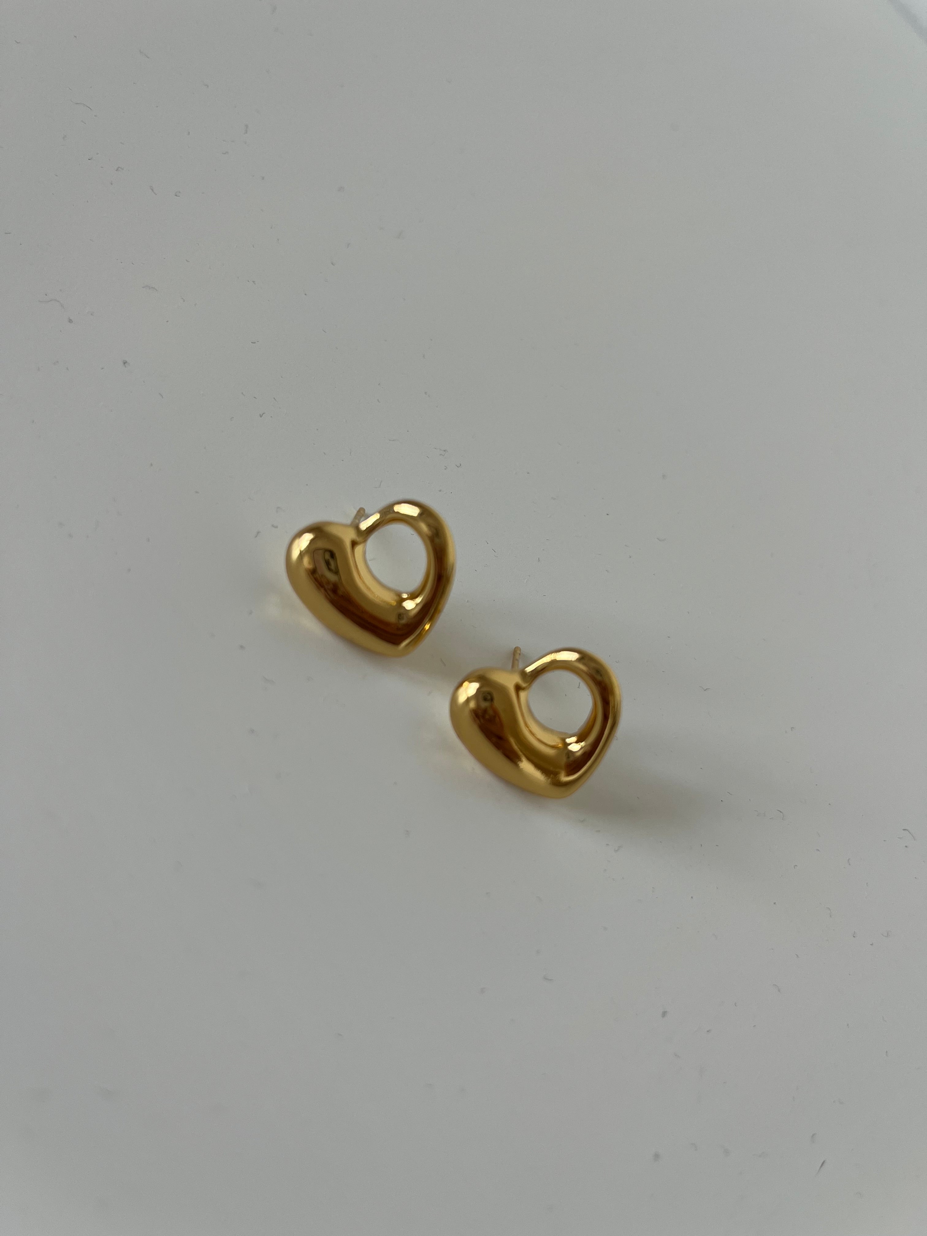 Heart Earrings | Gold Tone Stainless Steel