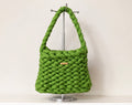 Handmade Lime Green Braided Shoulder Bag – Cotton & Polyester Yarn