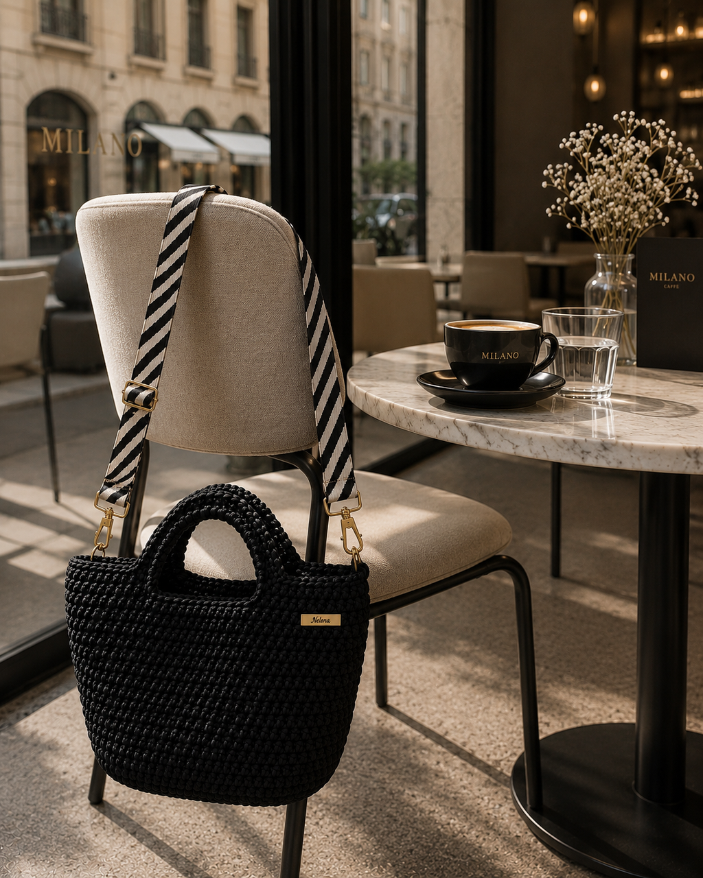 Handmade Crochet Tote Bag – Black Zebra