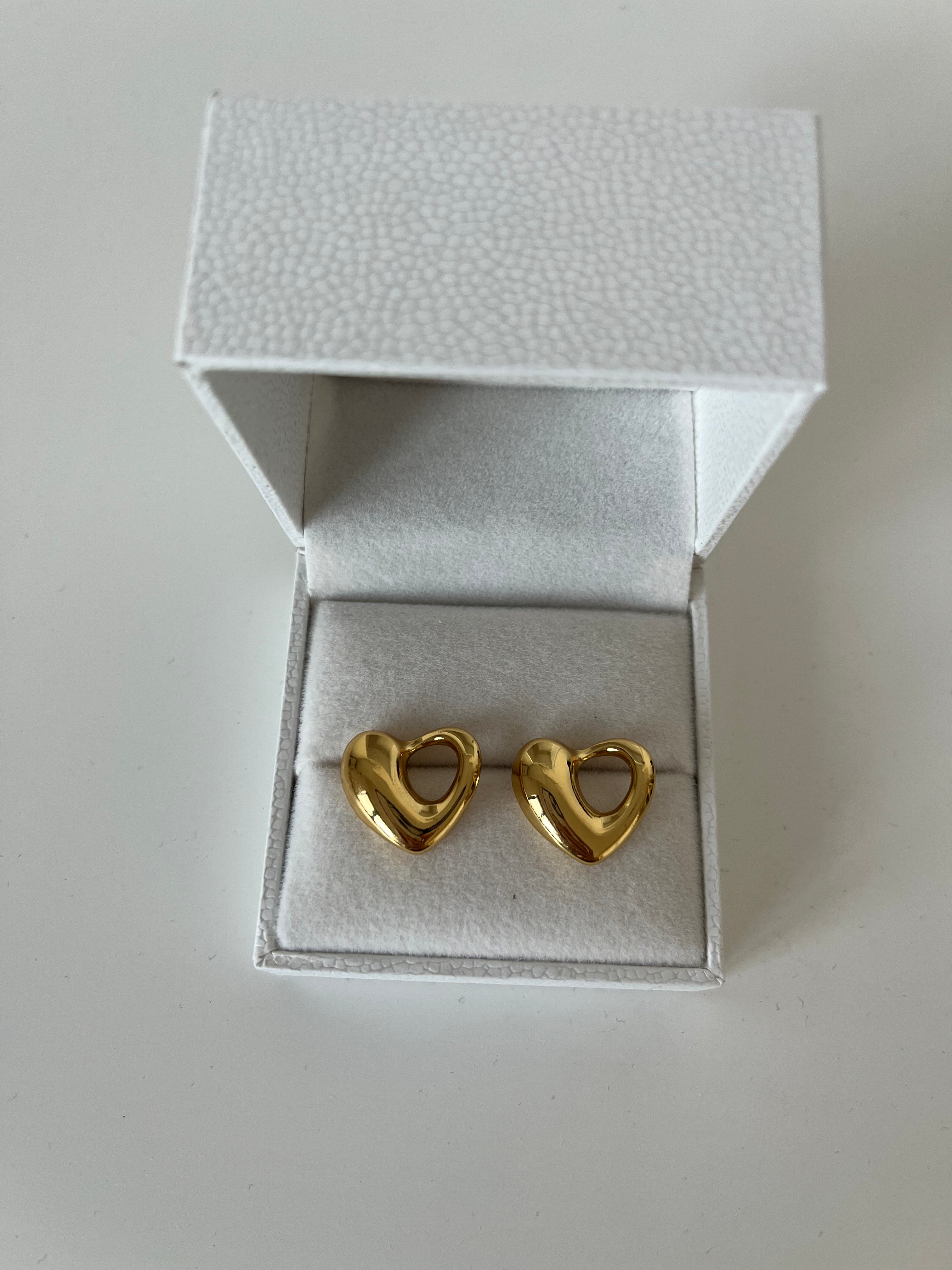 Heart Earrings | Gold Tone Stainless Steel
