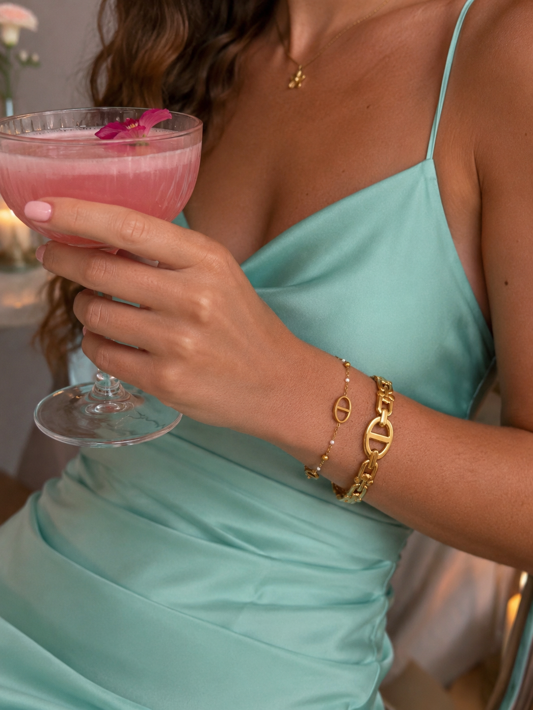 Luxury Gold Bracelet Set – Chunky Chain & Delicate Charm Bracelet | Stainless Steel