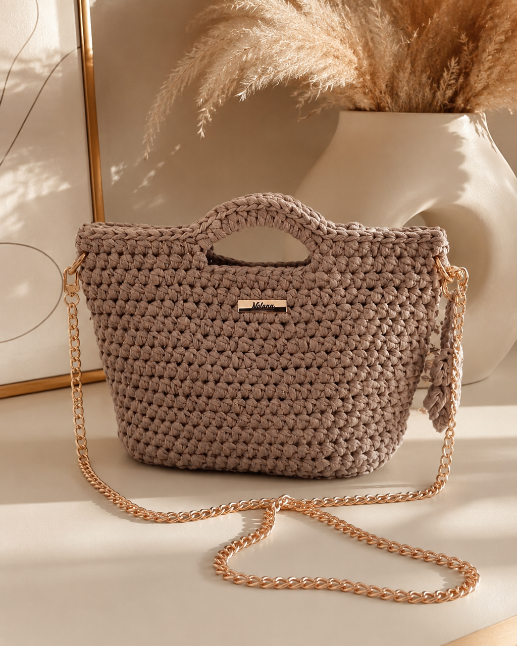 Beige Handmade Crochet Bag – Nelena Fashion