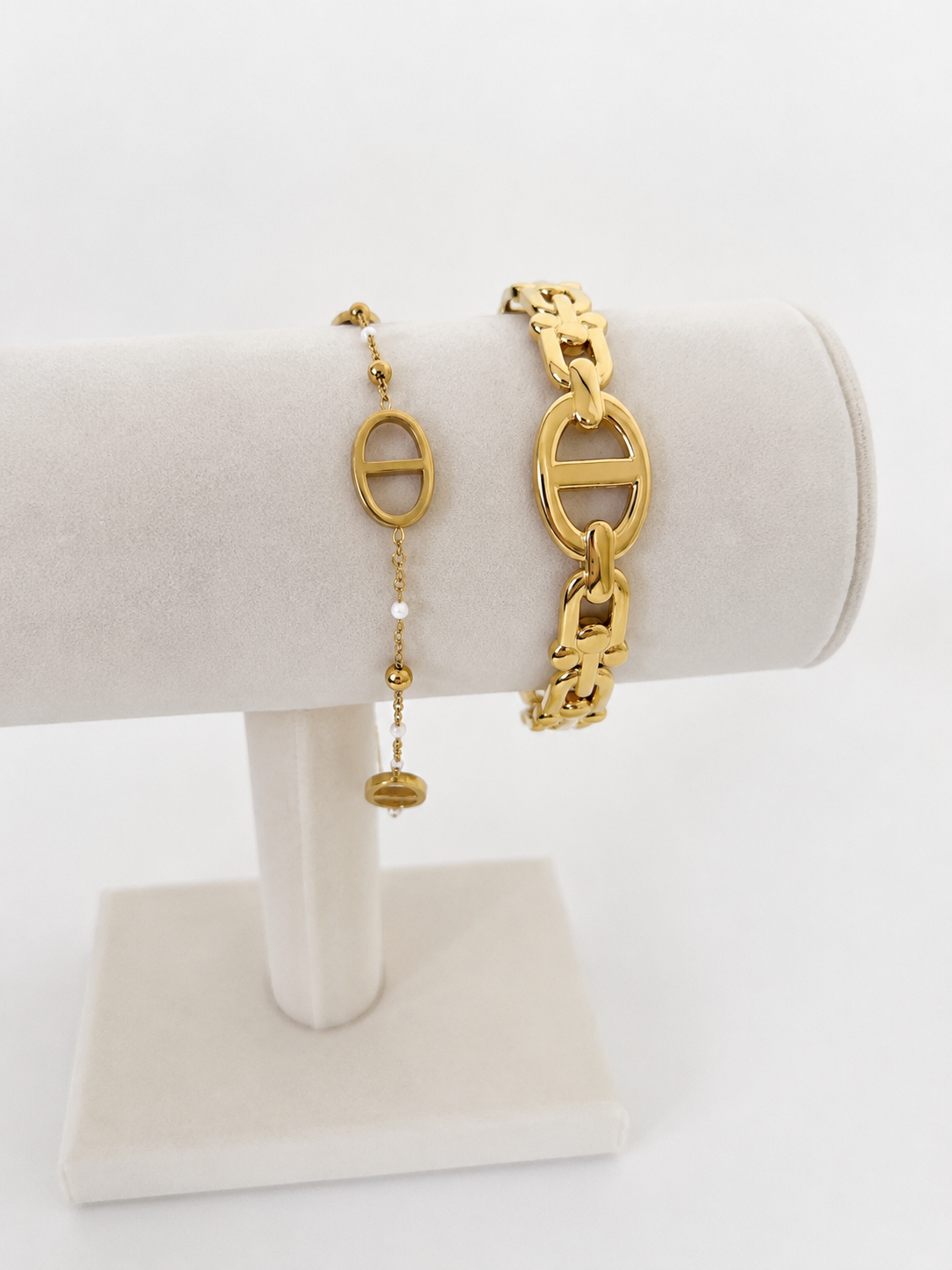 Luxury Gold Bracelet Set – Chunky Chain & Delicate Charm Bracelet | Stainless Steel