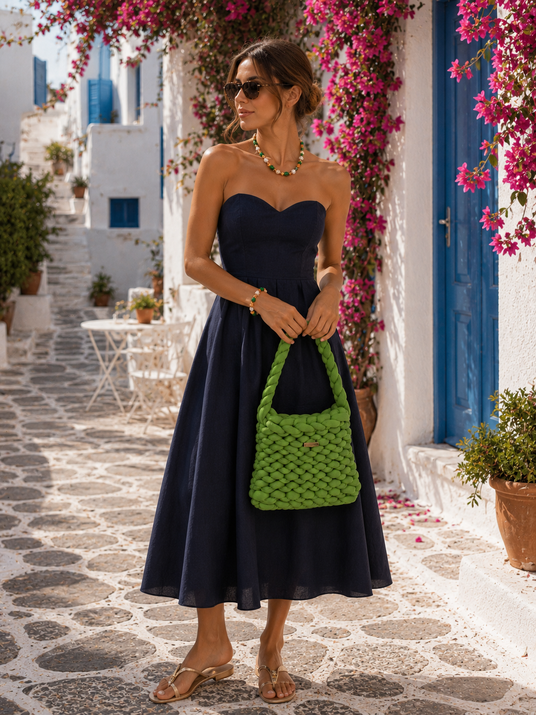 Handmade Lime Green Braided Shoulder Bag – Cotton & Polyester Yarn