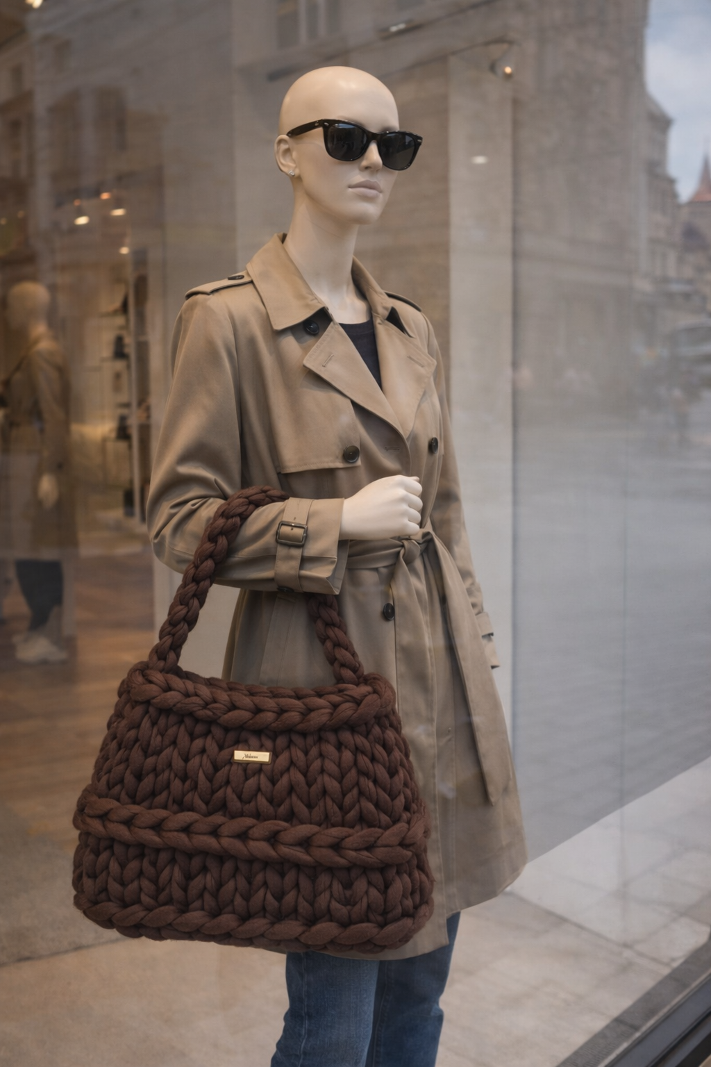 Waffle Brown Handmade Tote Bag