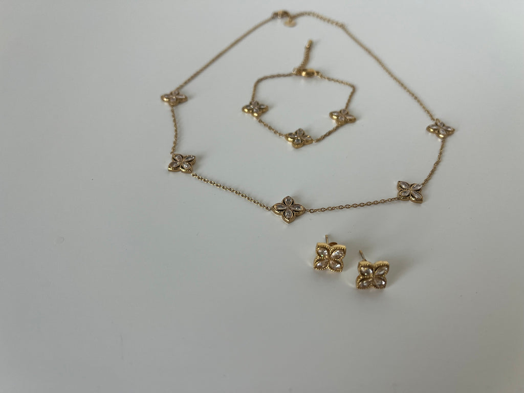 Floral Stainless Steel Jewelry Set