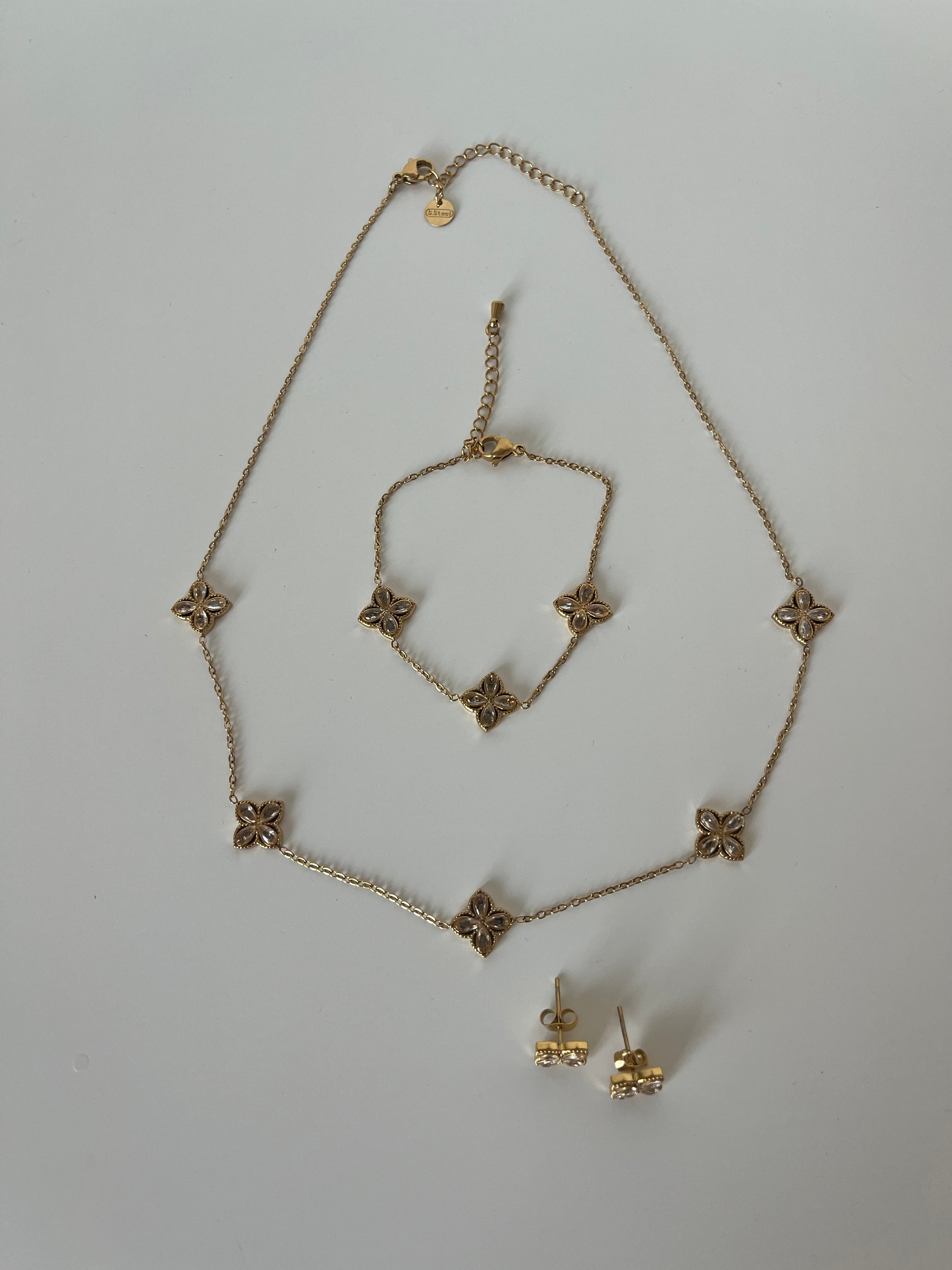 Floral Stainless Steel Jewelry Set