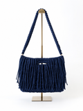 Handmade Navy Fringe Shoulder Bag