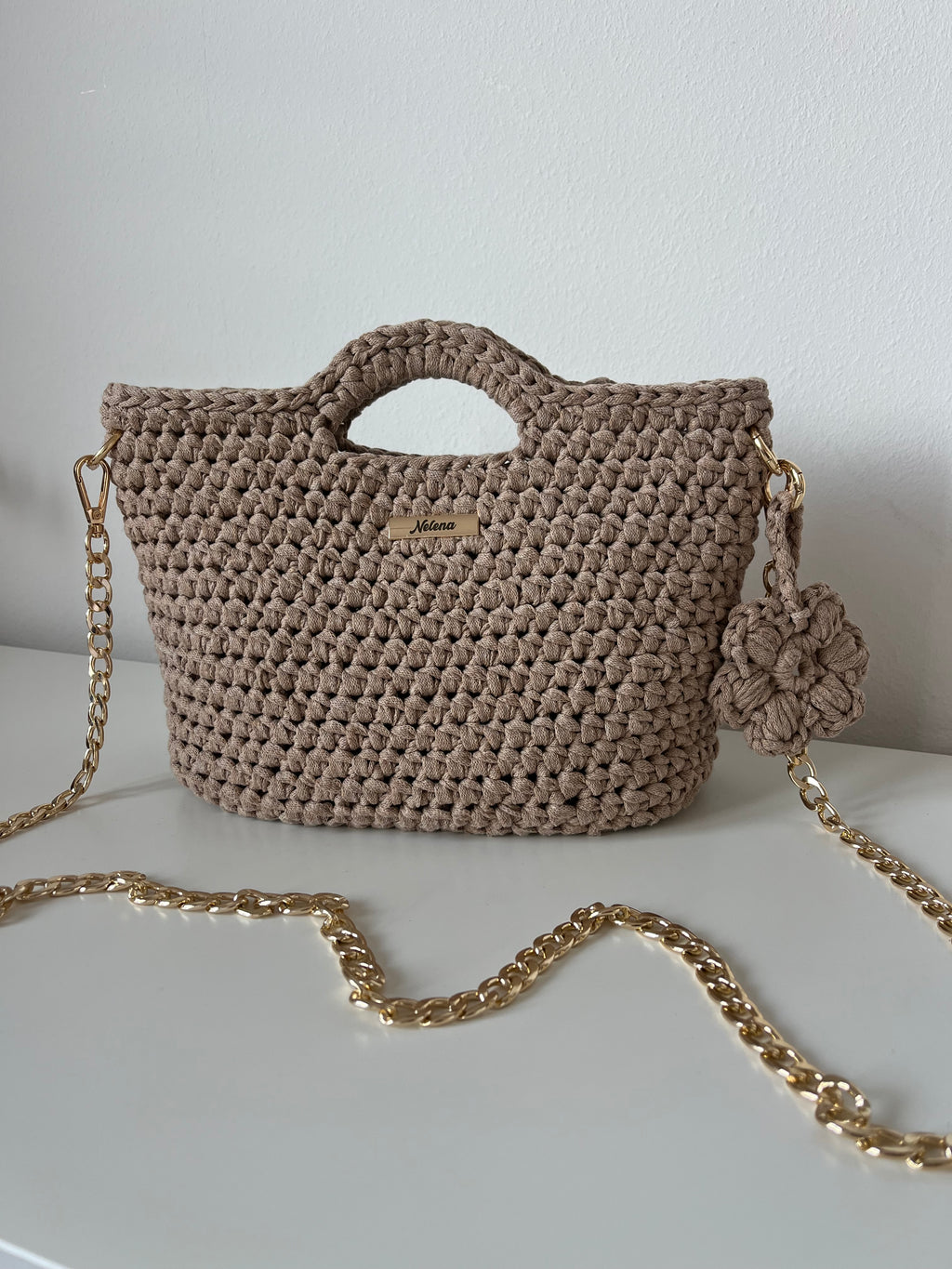 Beige Handmade Crochet Bag – Nelena Fashion