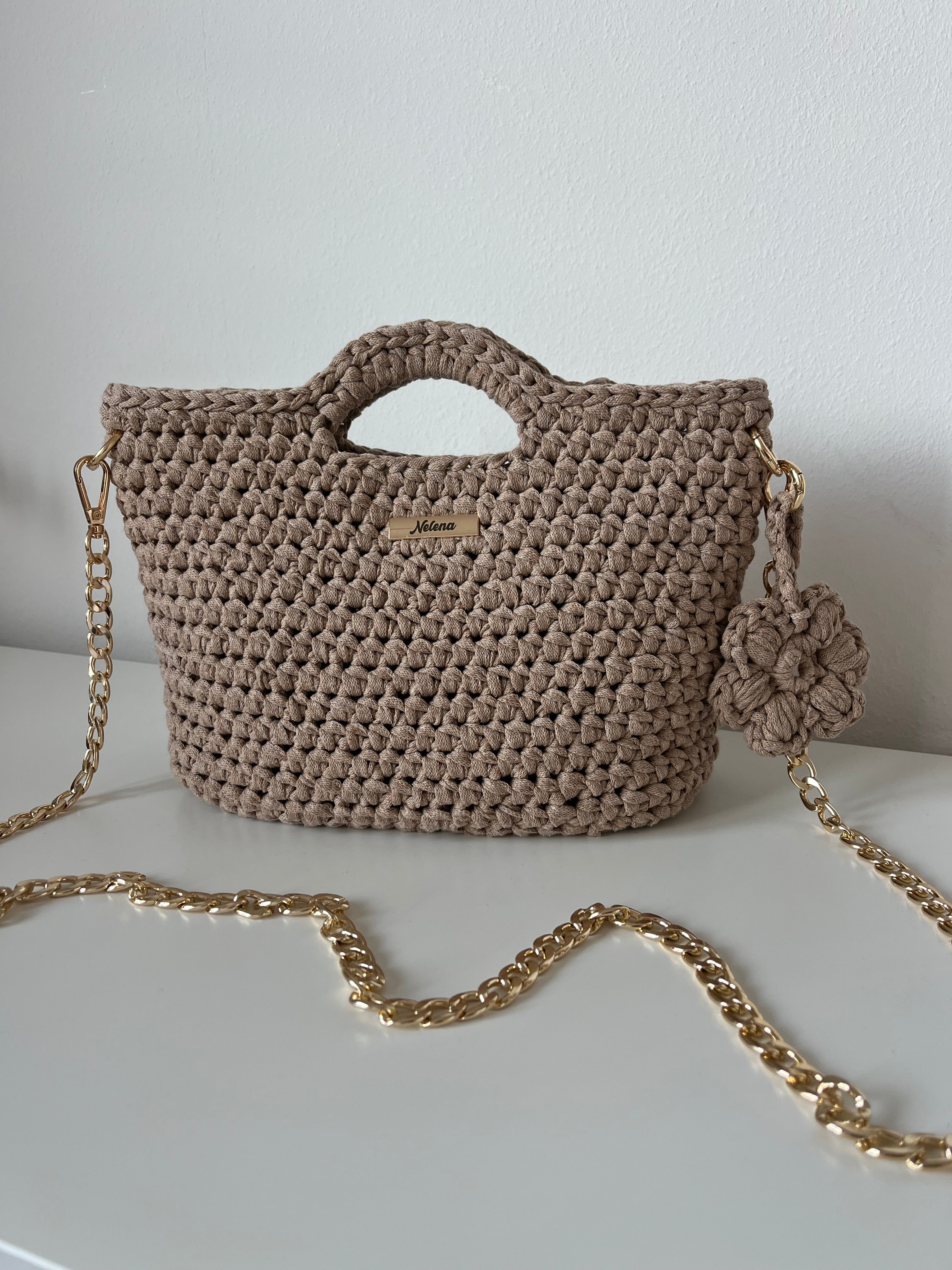 Beige Handmade Crochet Bag – Nelena Fashion