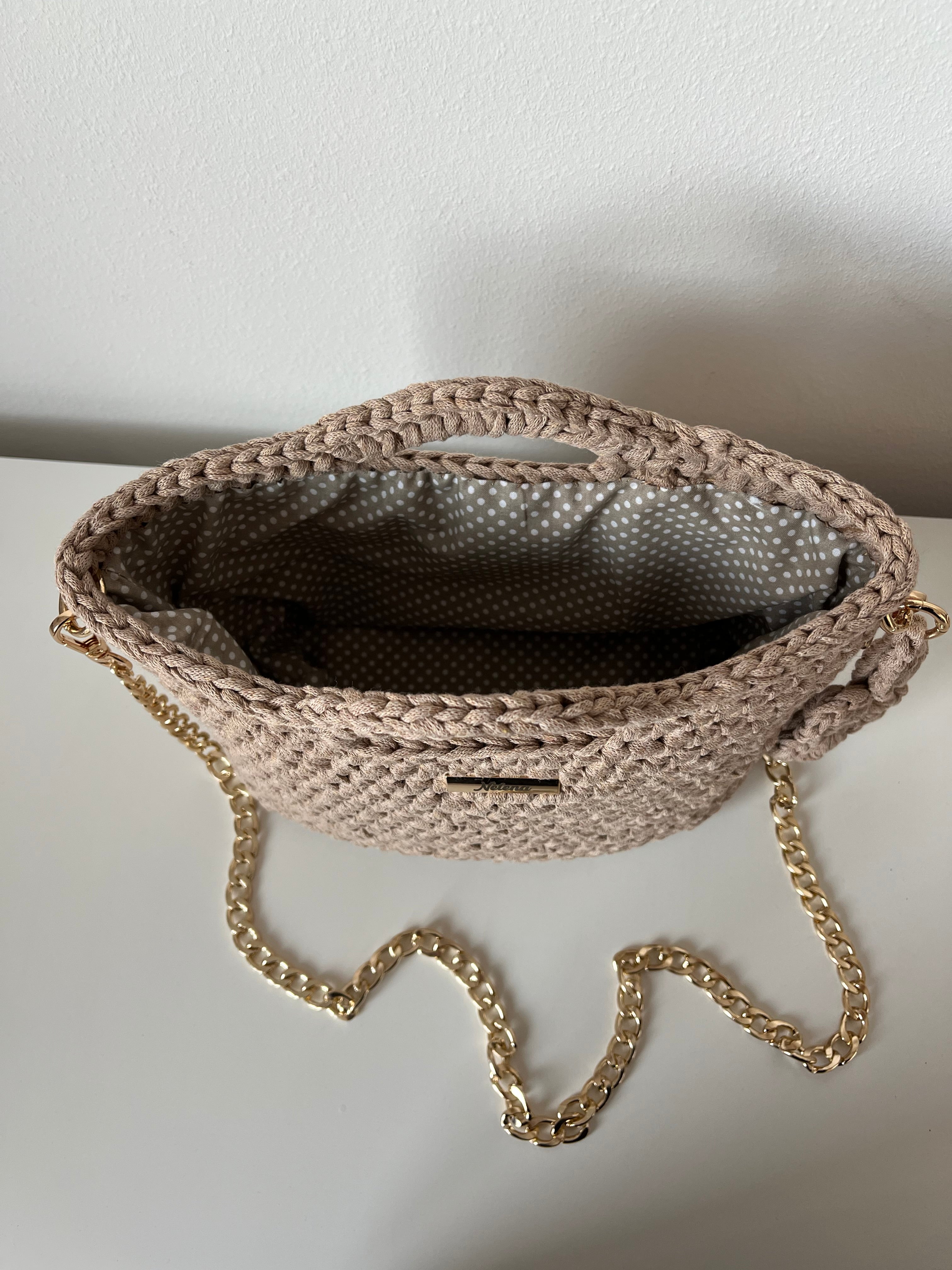 Beige Handmade Crochet Bag – Nelena Fashion