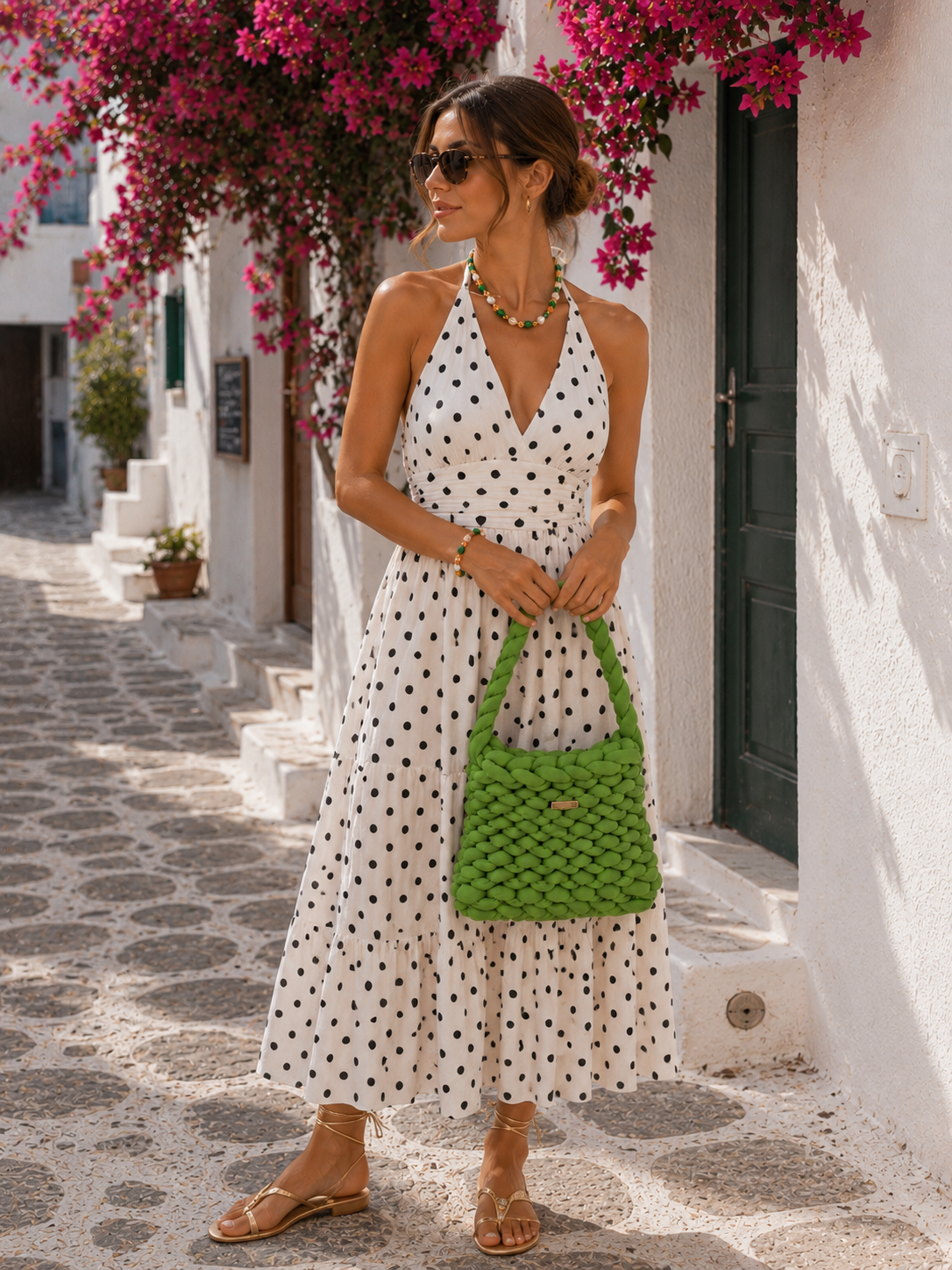 Handmade Lime Green Braided Shoulder Bag – Cotton & Polyester Yarn