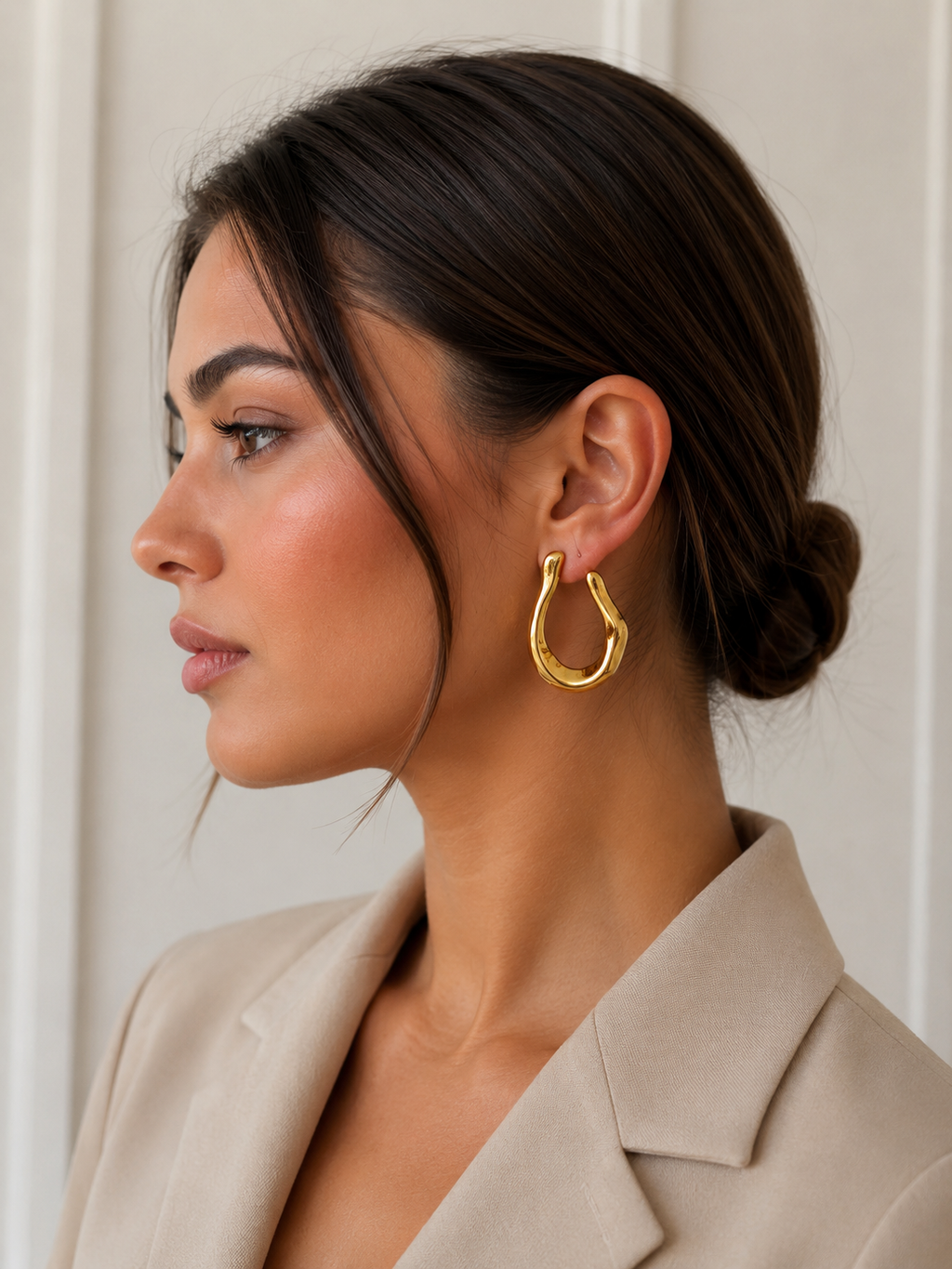 Golden Wave Earrings – Gold Tone Stainless Steel