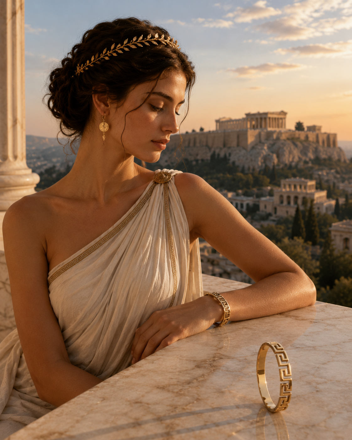 Athena Gold Bracelet – Greek Meander Collection