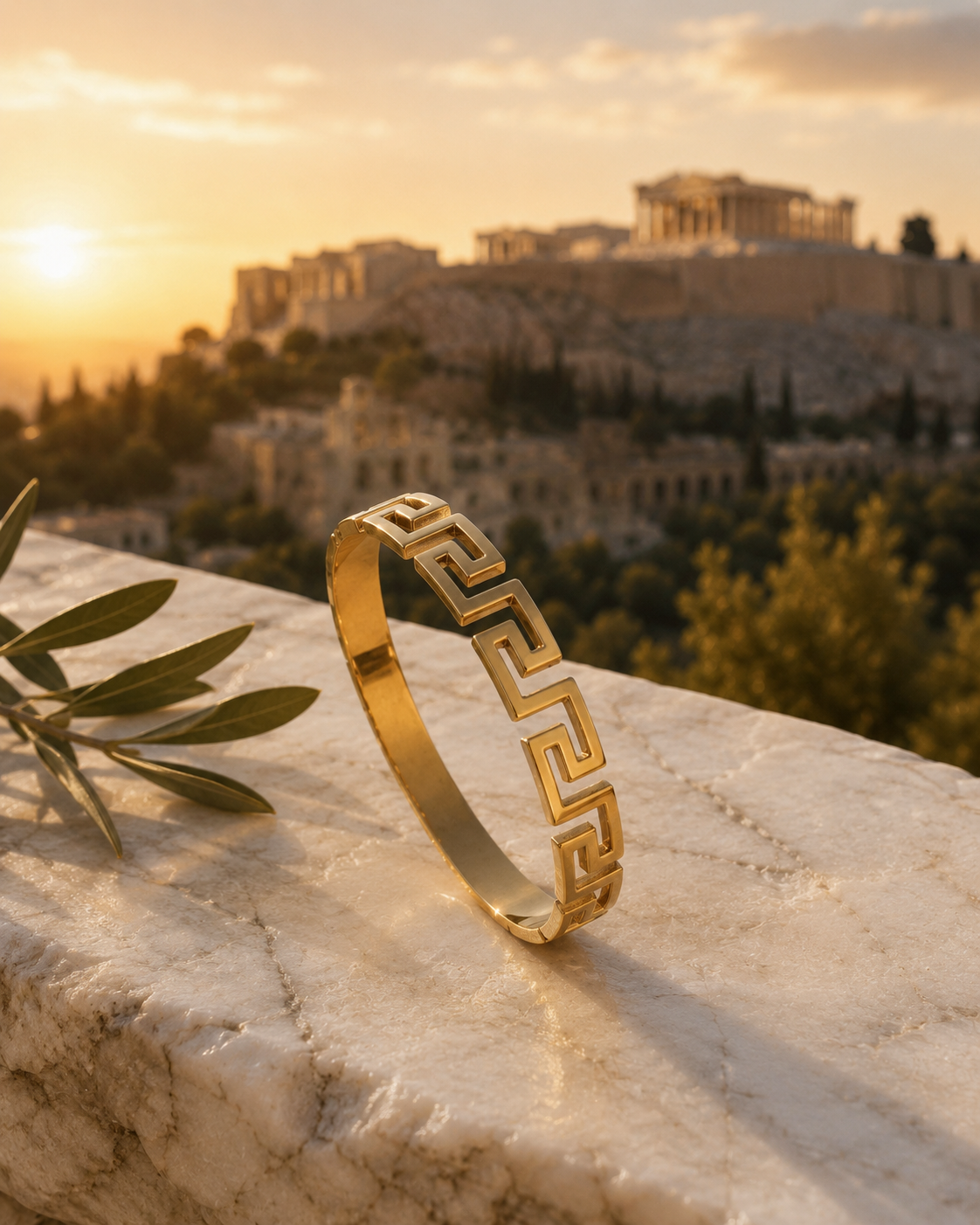 Athena Gold Bracelet – Greek Meander Collection
